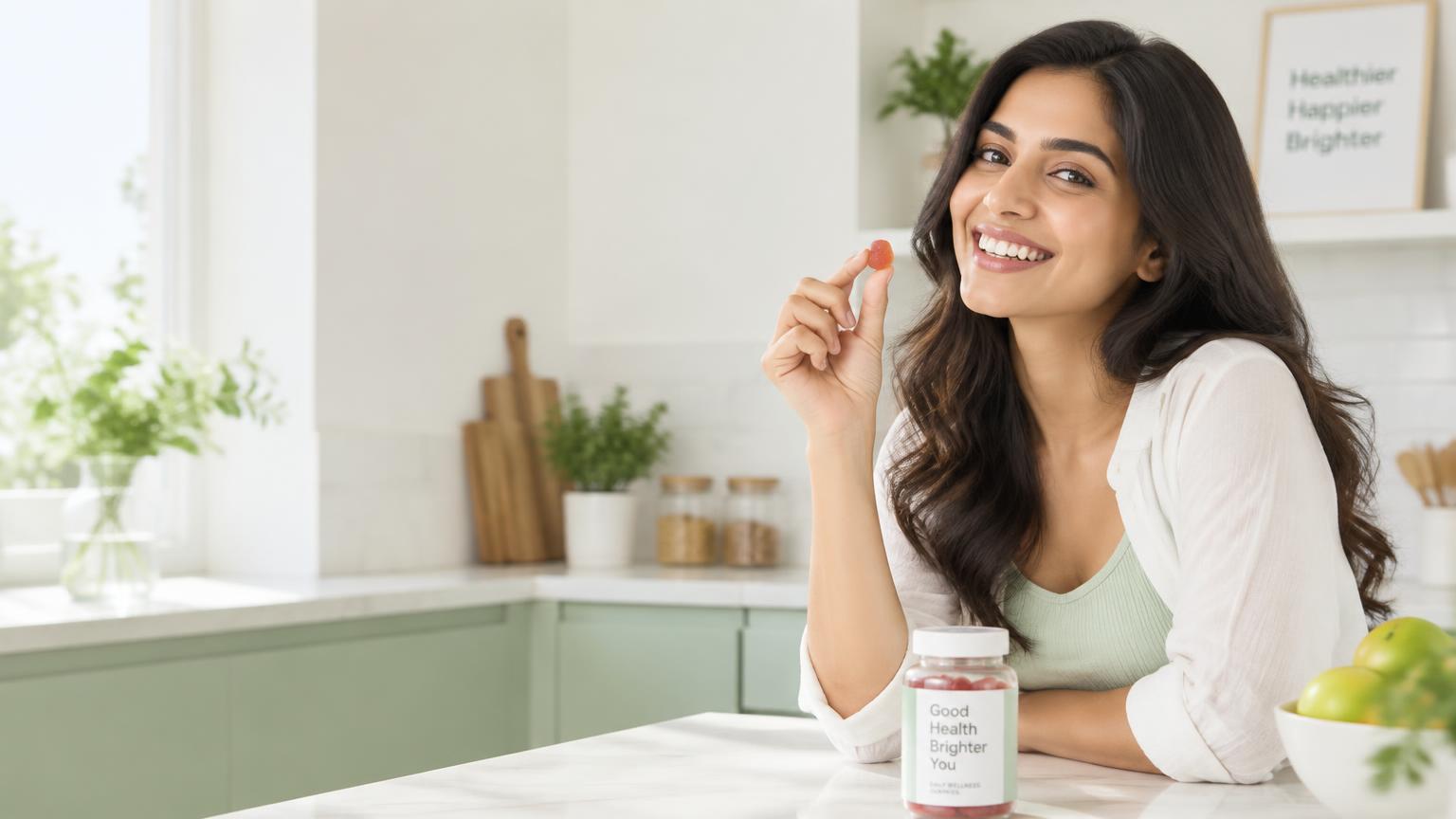Woman enjoying a Chewly gummy